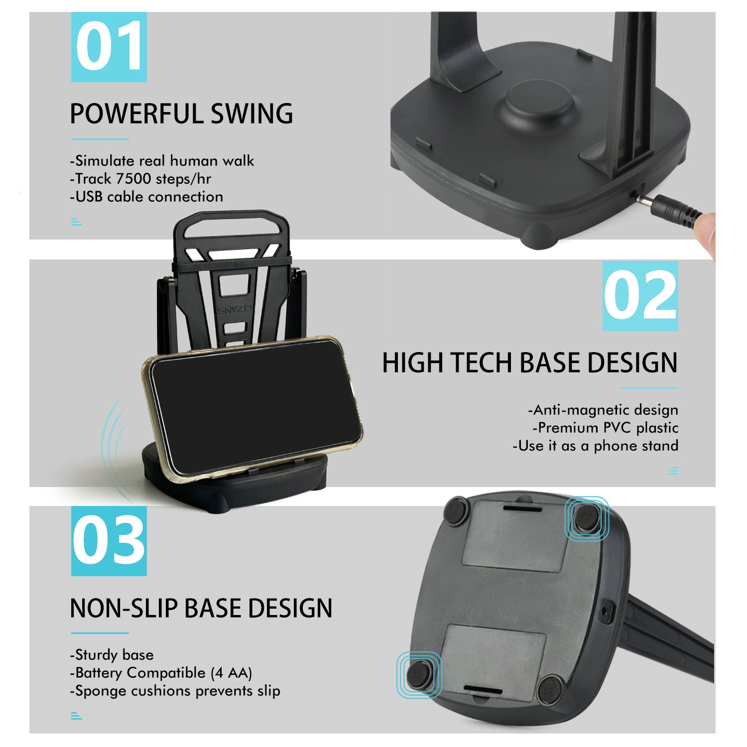 Pokemon Go Phone Swing Phone Rocker supports two phones with ball bearing connection.